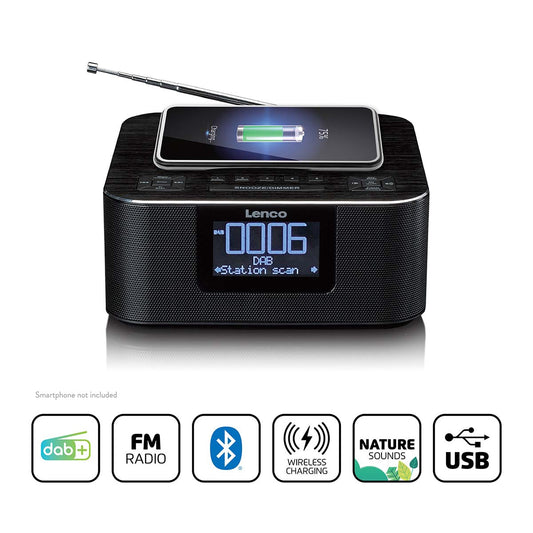 DAB+ Bluetooth Clock Radio with Wireless Charging