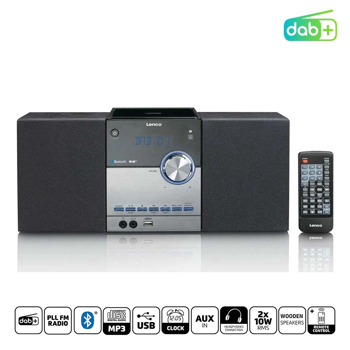 DAB+/FM/CD/Bluetooth/USB Stereo System – Black