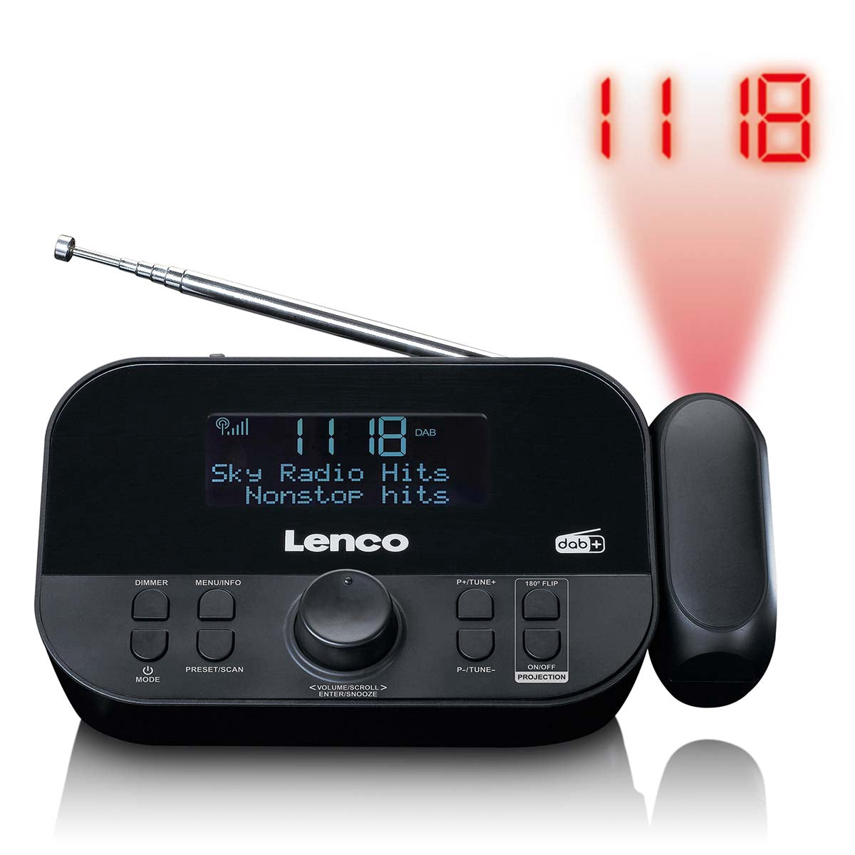 DAB+/FM Clock Radio with Time Projection & Dual Alarm