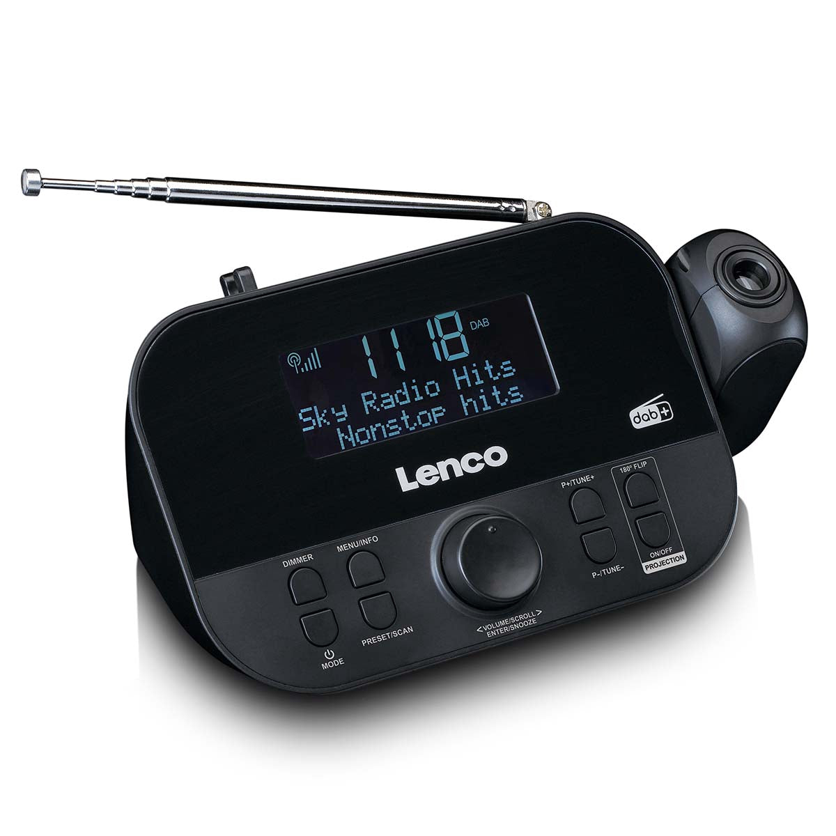 DAB+/FM Clock Radio with Time Projection & Dual Alarm