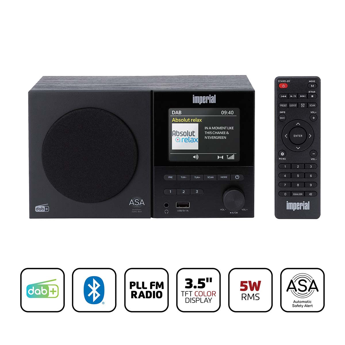 DAB+/FM Radio with Bluetooth, USB, Alarm Clock