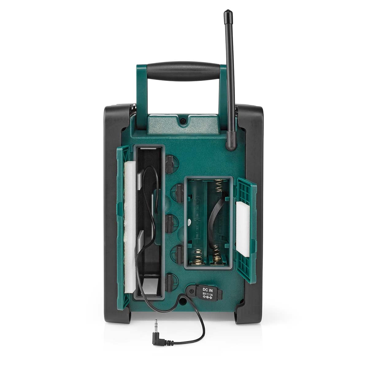 DAB+ Radio | Jobsite Radio | DAB+ / FM | 2.2 " | Black White Screen | Battery Powered / Mains Powered | Digital | 15 W | Bluetooth® | Alarm clock | Sleep timer | IP65 | Carrying handle | Black / Green