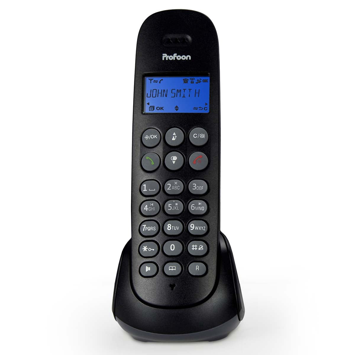 DECT Cordless Phone with Answering Machine, 4 Handsets, Black