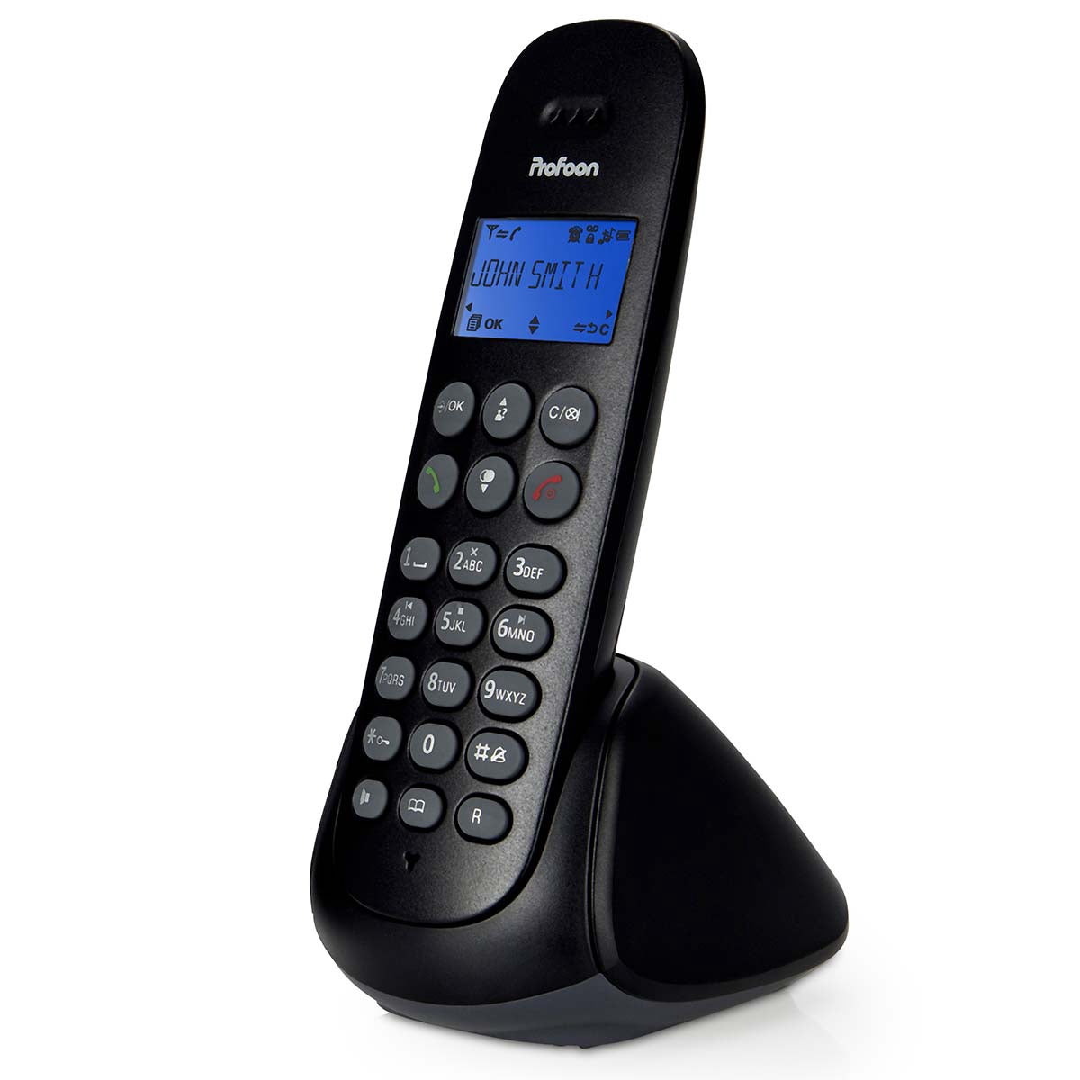 DECT Cordless Phone with Answering Machine, 4 Handsets, Black