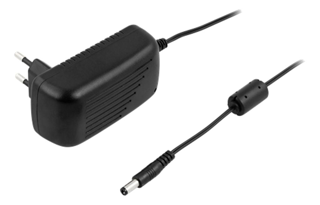 DELTACO AC adapter 100-240V AC 50-60Hz to 12V DC, 2A, 1.5m - Black