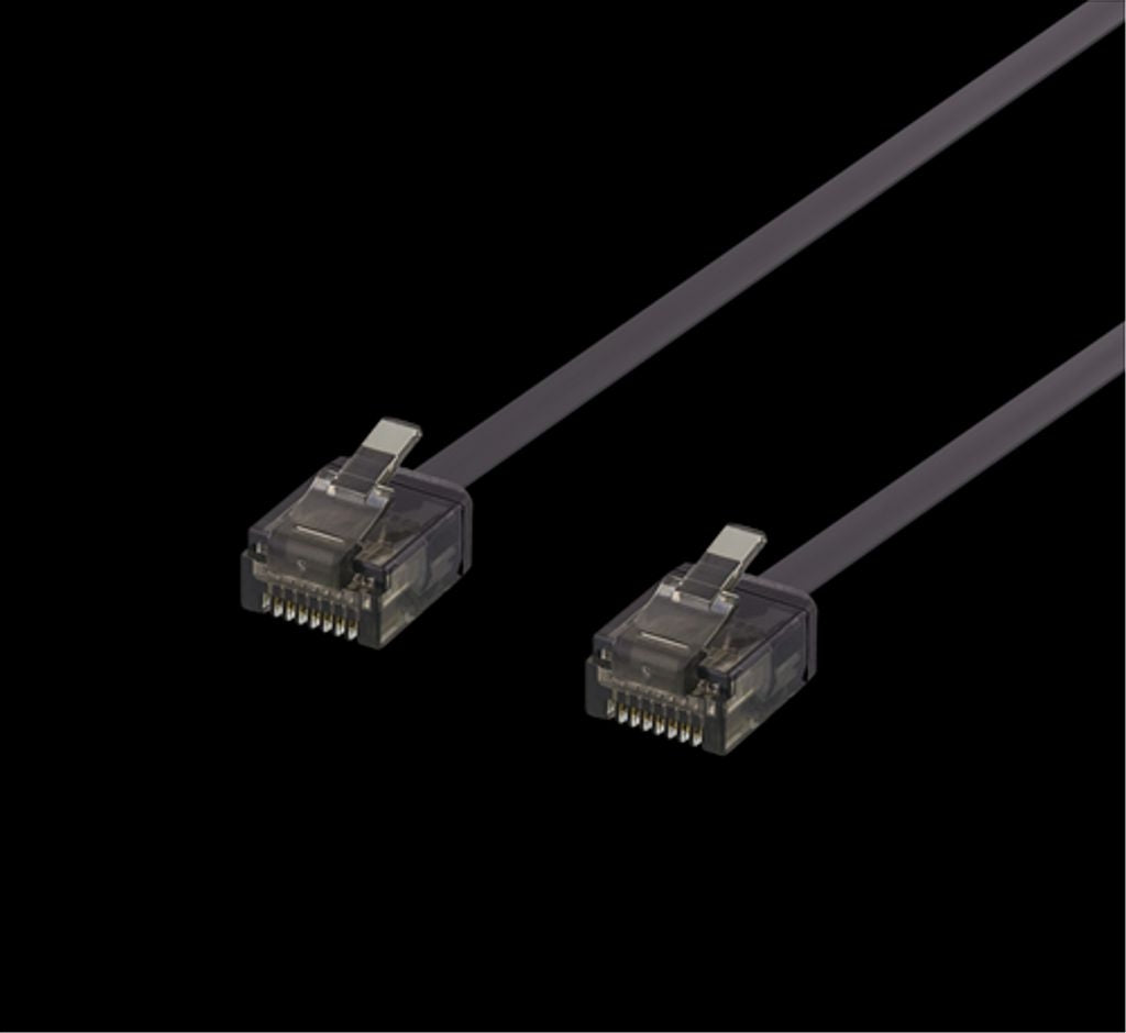 DELTACO Cat6a patch cable, flat, 1mm thick, 0.15m, black