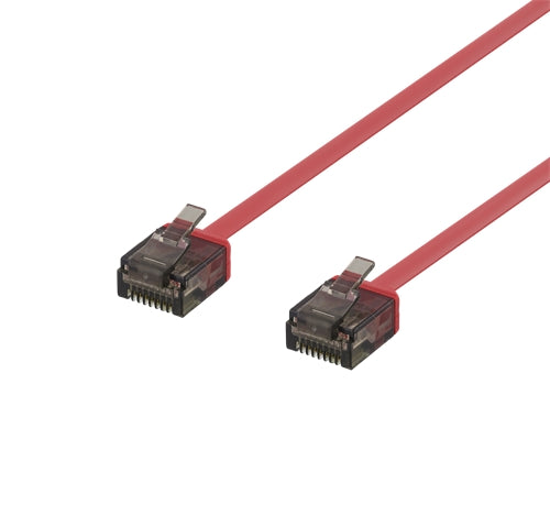 DELTACO Cat6a patch cable, flat, 2m, red