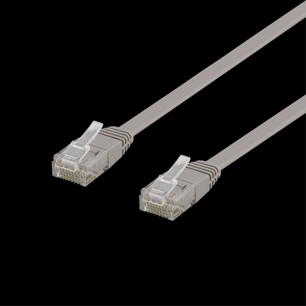 DELTACO Cat6 network cable, flat, 0.5m, 250MHz, gray