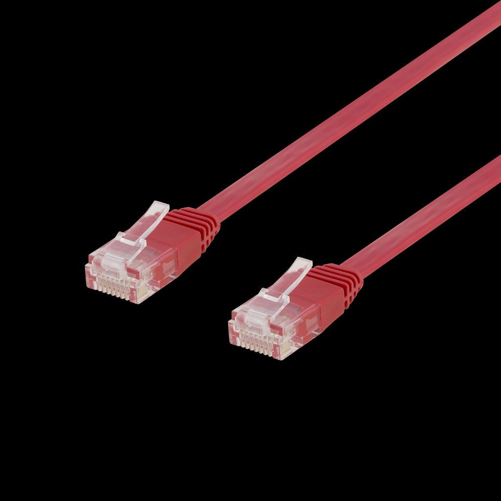 DELTACO Cat6 network cable, flat, 0.5m, 250MHz, red