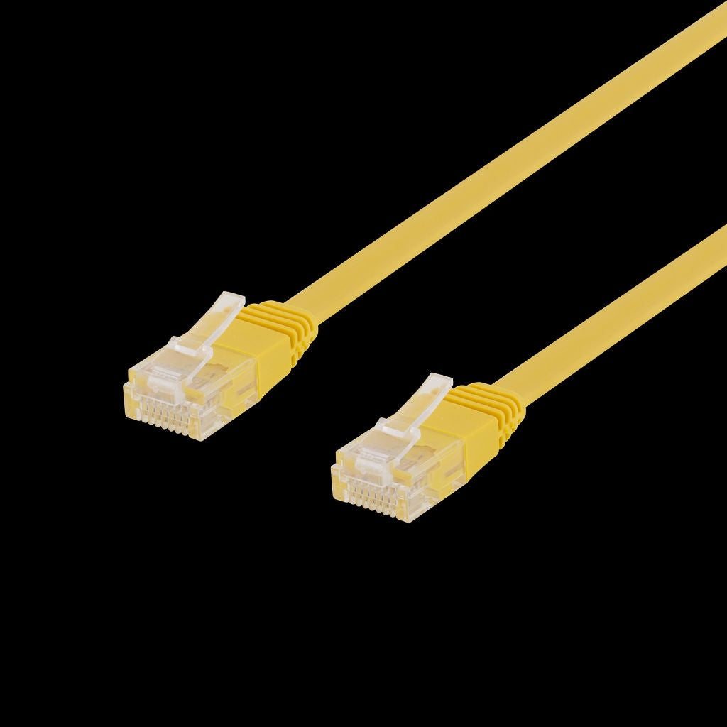 DELTACO Cat6 network cable, flat, 0.5m, 250MHz, yellow