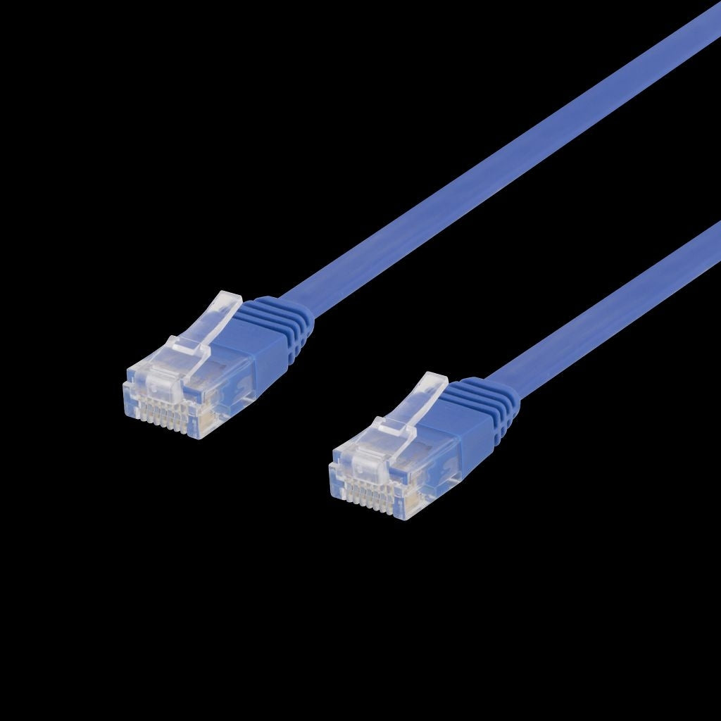 DELTACO Cat6 network cable, flat, 1m, 250MHz, blue