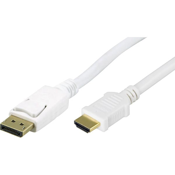 DELTACO DisplayPort to HDMI monitor cable with sound, ha - ha, 3m, white