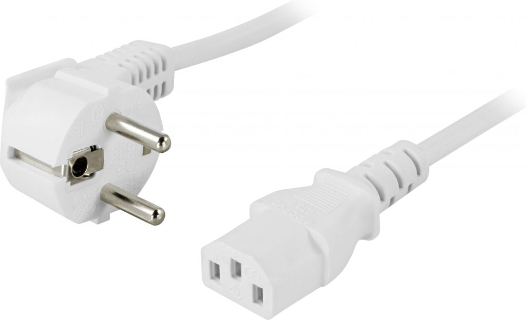 DELTACO Grounded appliance cable, 5m - White