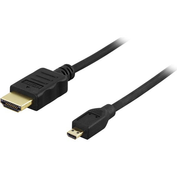DELTACO HDMI A to Micro cable, HDMI High Speed with Ethernet, 1m