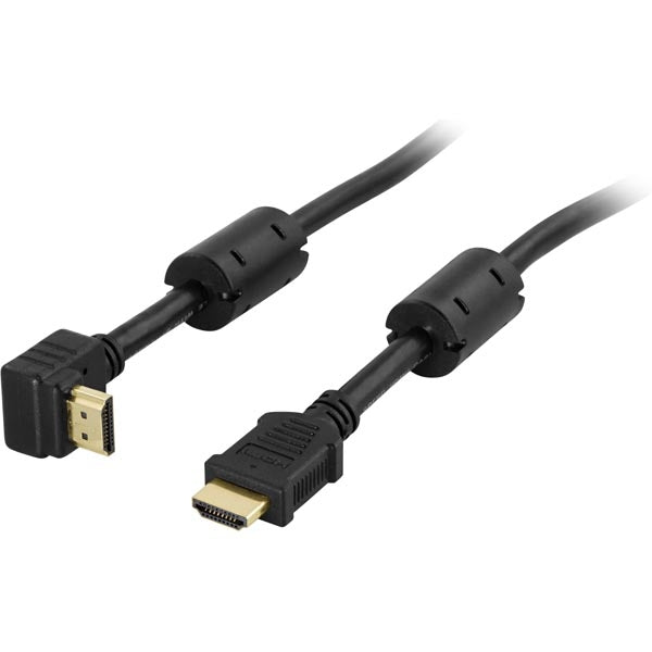 DELTACO HDMI cable, angled, 5m, black