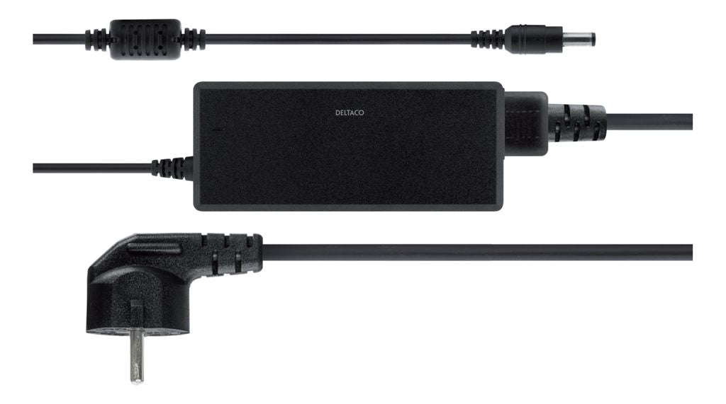 DELTACO Mains adapter, 100-240V AC 50-60Hz to 12V DC, 5A, 1.5m - Black
