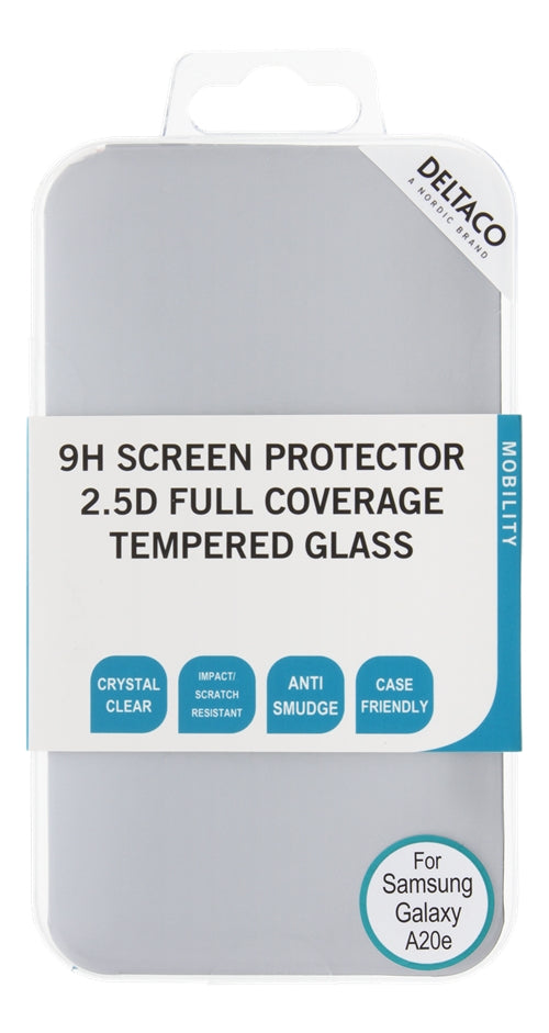 DELTACO Screen Protector in 2.5D Tempered Glass for Galaxy A20e - Transparent