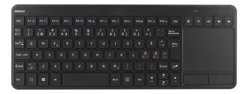 DELTACO TB-504 Wireless Mini Keyboard, Nordic Layout, Touchpad, USB - Black