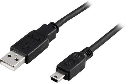 DELTACO USB 2.0 Cable Type A Male - Type Mini B Male, 2m - Black