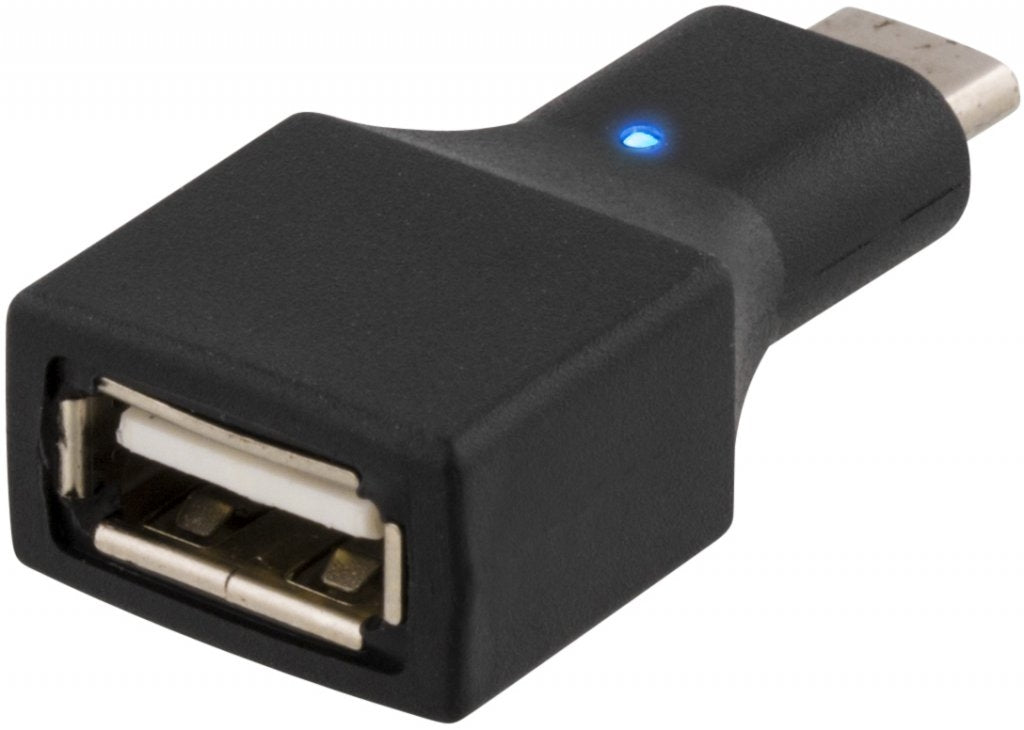 DELTACO USB 2.0 adapter, Type C - Type A female, black