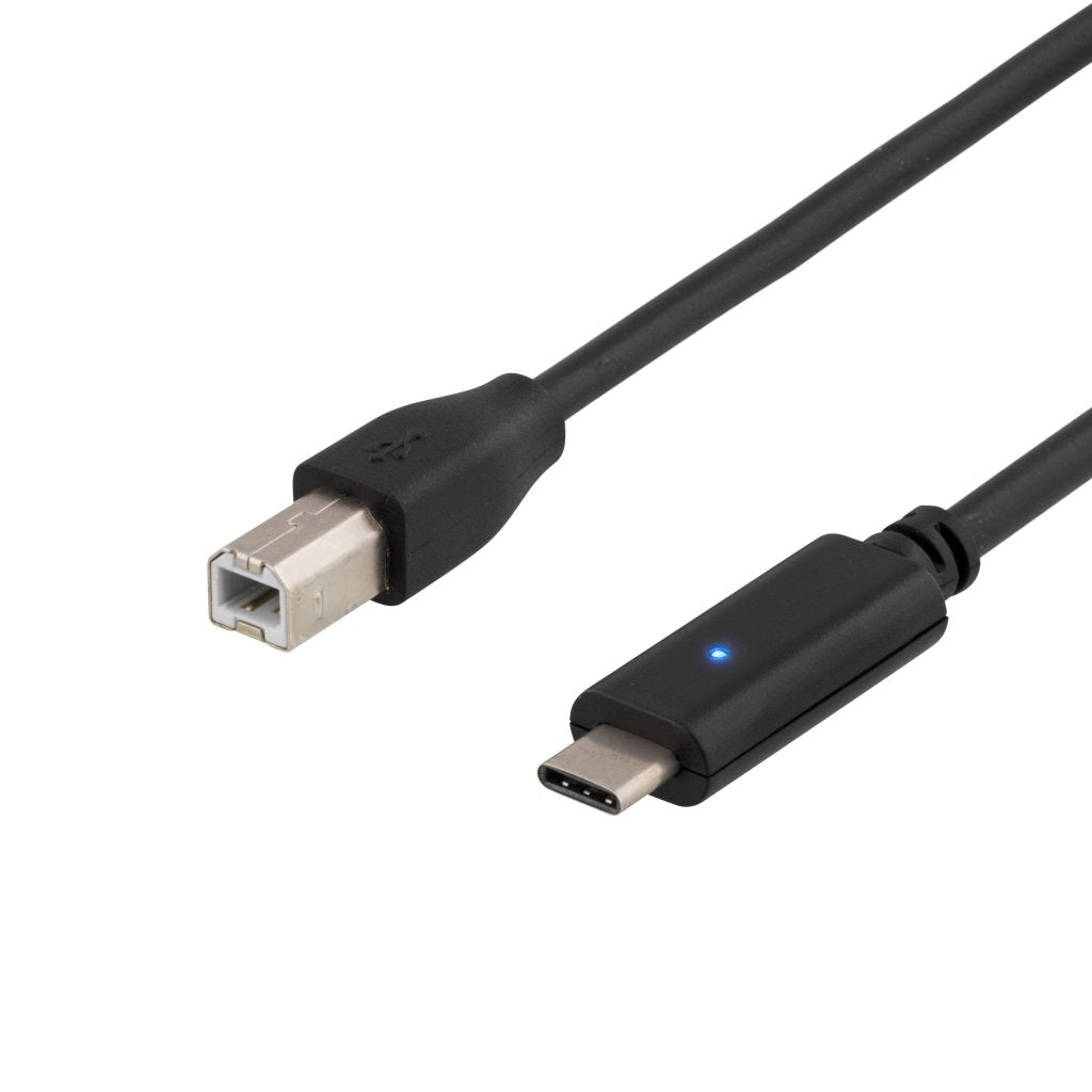 DELTACO USB 2.0 cable, Type C - Type B male, 2m, black