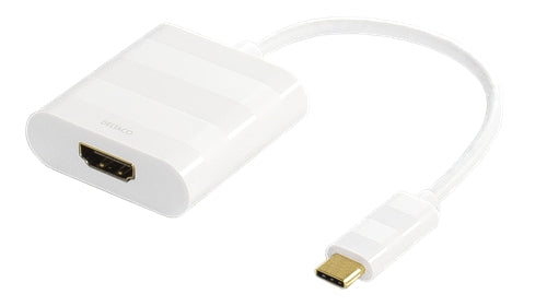 DELTACO USB 3.1 to HDMI adapter, USB type C male - HDMI, 4K, UltraHD, white