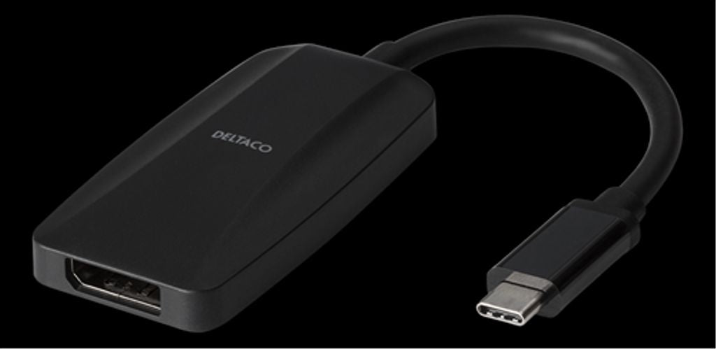 DELTACO USB-C to DisplayPort adapter, 32.4 Gbit/s, 8K in 30Hz - Black