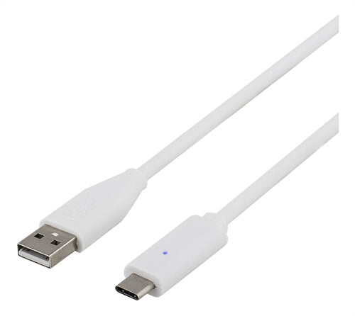 DELTACO USB cable, Type C to Type A, 0.5m, white