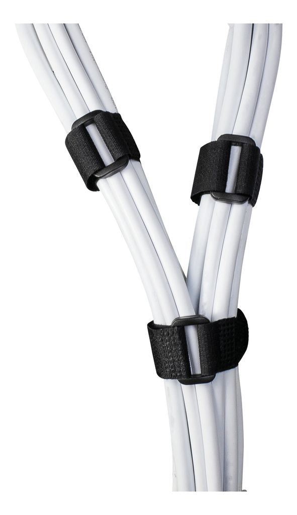 DELTACO Velcro strap with plastic buckle, width 20mm, 18cm, 10-pack, black