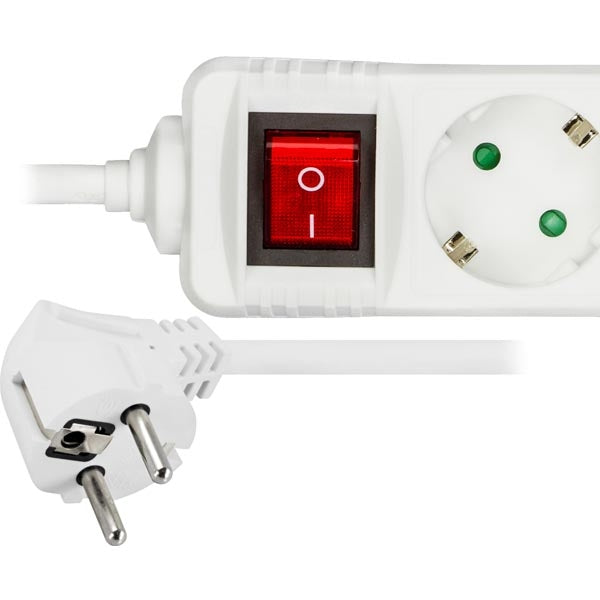 DELTACO branch socket with 3xCEE 7/4 socket, 1xCEE 7/7 connection, circuit breaker, 3m ka
