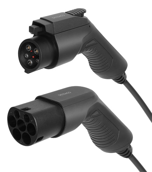 DELTACO e-Charge Charging cable Electric car Type 2 - Type 1, 1 phase, 16A, 5m