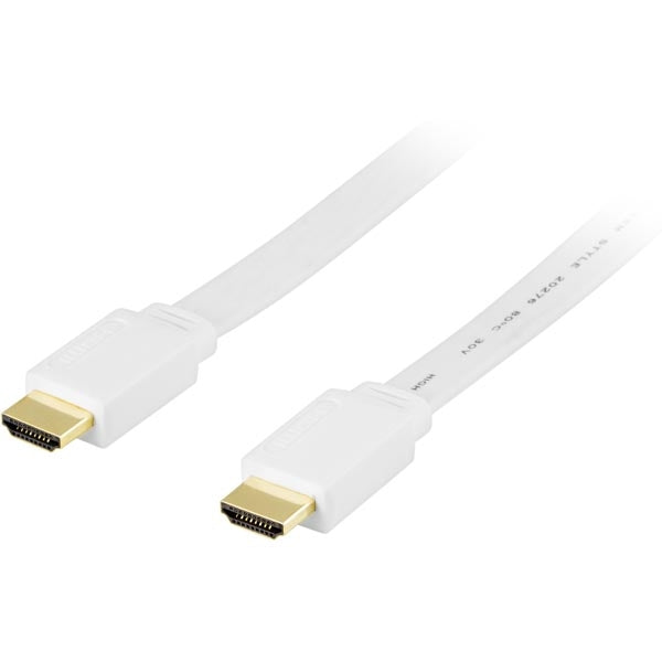 DELTACO flat HDMI cable, 1m, white