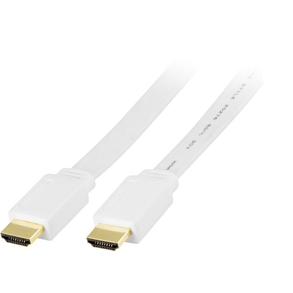 DELTACO flat HDMI cable, 3m, white