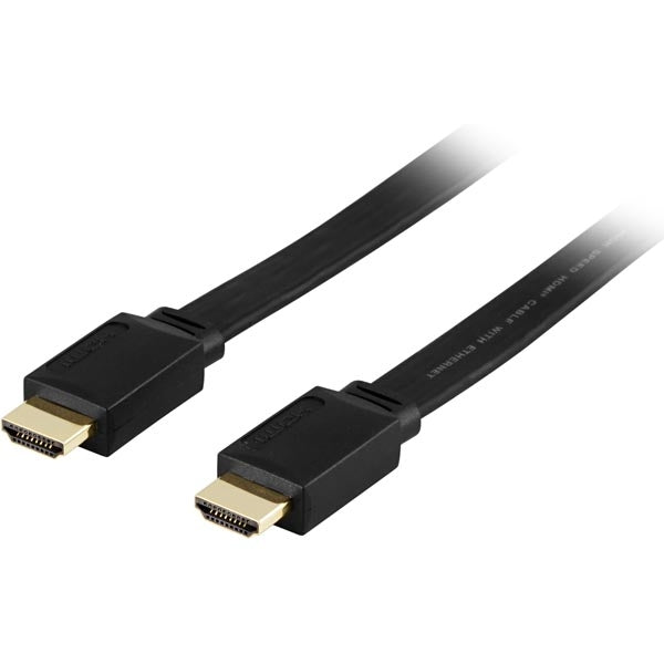 DELTACO flat HDMI cable, 7m, black
