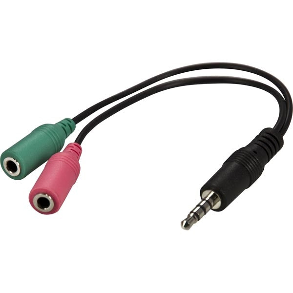 DELTACO headset adapter for smartphone, connects regular headset to a smartphone