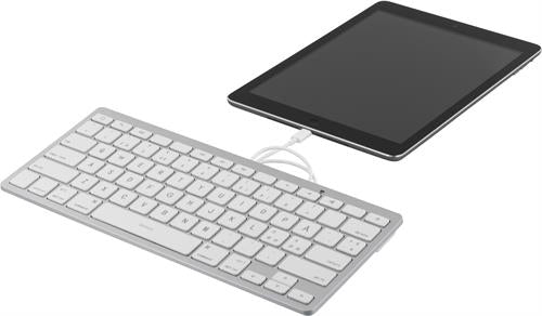DELTACO lightning keyboard for iOS, MFi, 1m, Nordic, white/silver