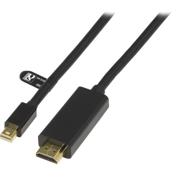 DELTACO mini DisplayPort to HDMI monitor cable with audio, 20-pin ha-19-pin ha,