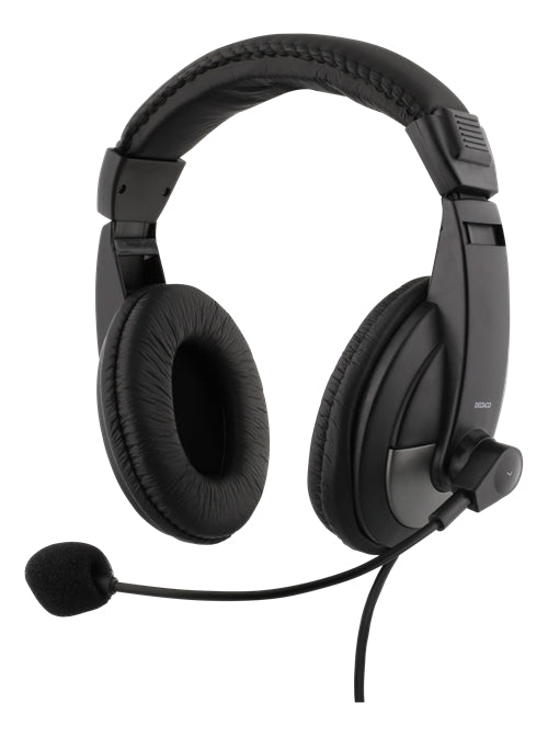 DELTACO over-ear headset with volume control, 4-pole 3.5mm, black
