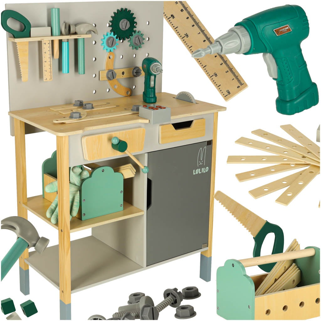 DIY Wooden Workshop Set with Tools and Sounds, 86cm