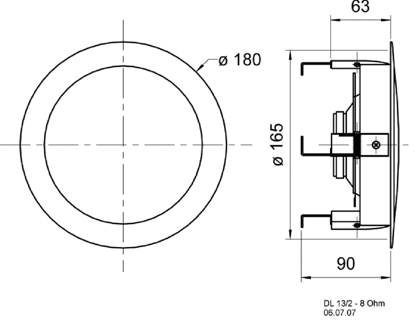 DL 13/2 T - 8 Ohm - 13 cm (5") HiFi-ceiling speaker