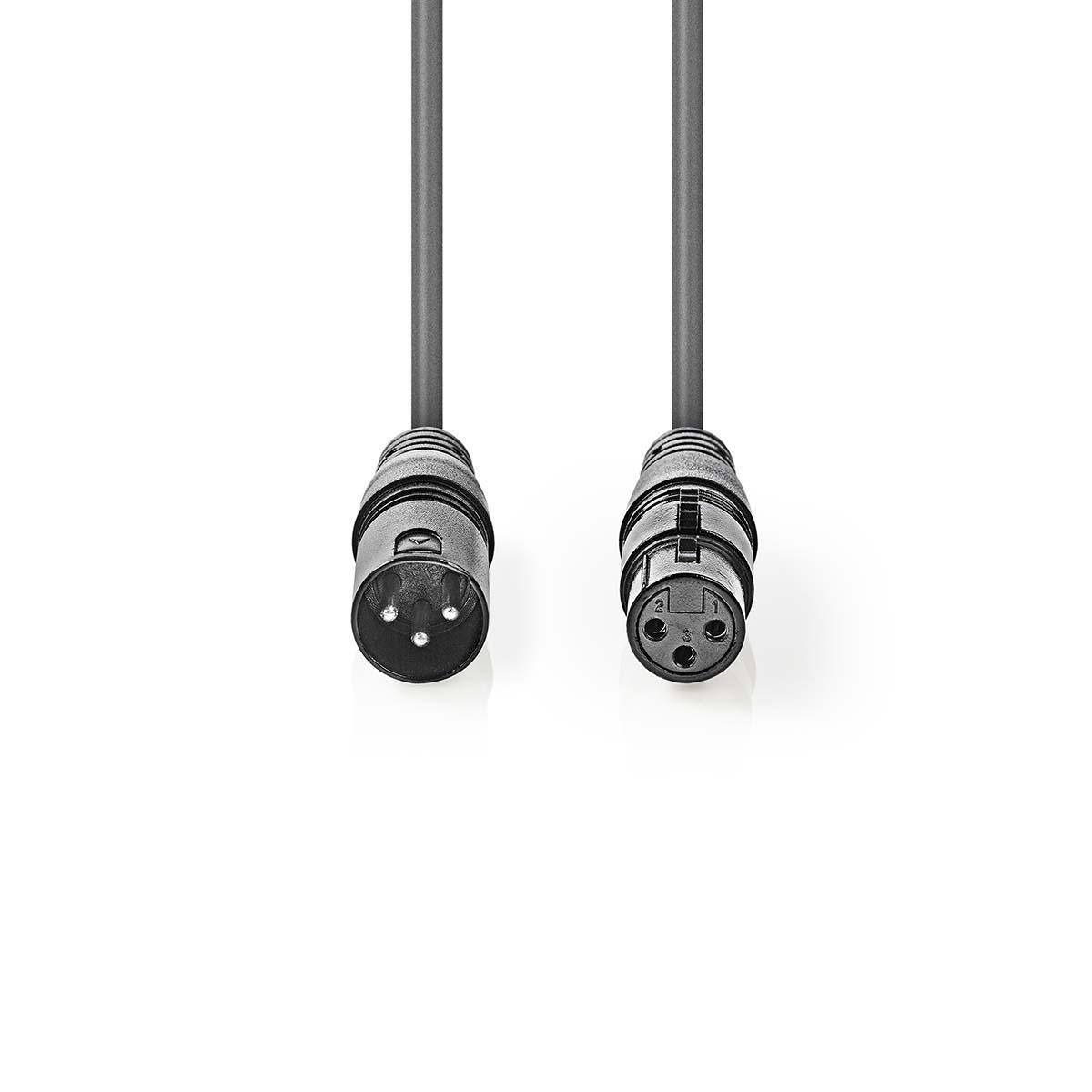 DMX adapter cable | XLR 3-pin male | XLR 3-pin female | Nickel Plated | 15.0 m | Round | PVC | Dark gray | Gift box