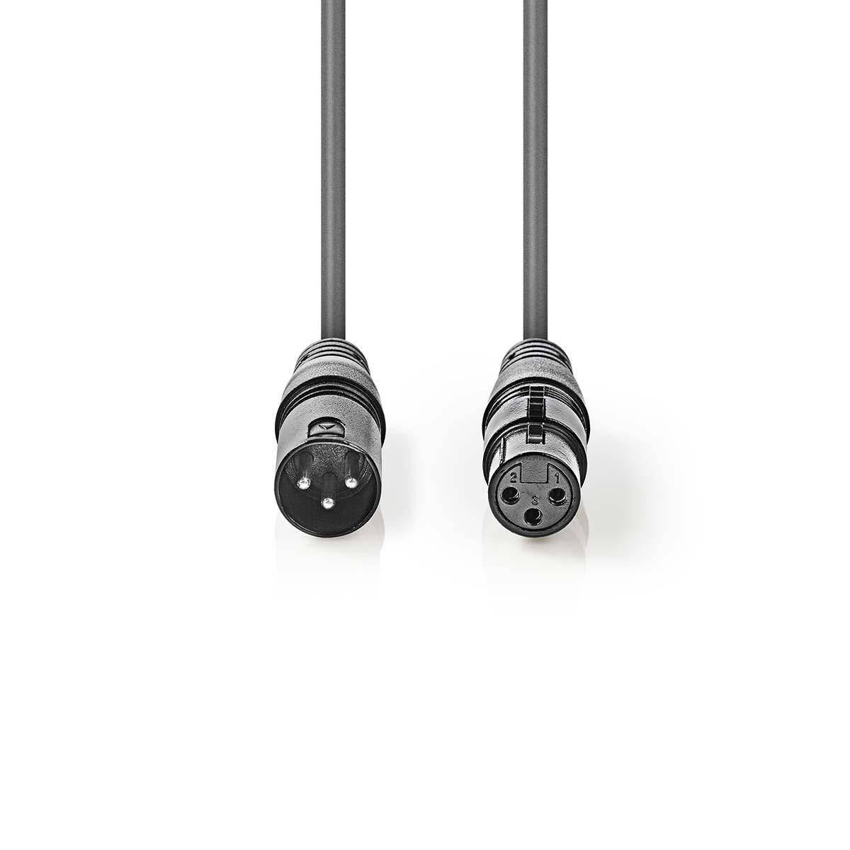 DMX adapter cable | XLR 3-pin male | XLR 3-pin female | Nickel Plated | 5.00 m | Round | PVC | Dark gray | Cardboard sleeve
