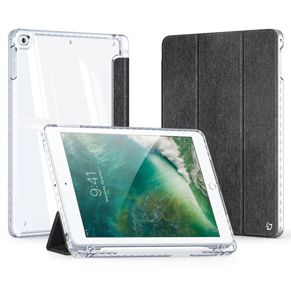 DUX DUCIS iPad 9.7" 5/6, iPad Air/Air 2 Tri-Fold Case with Pen Compartment - Black