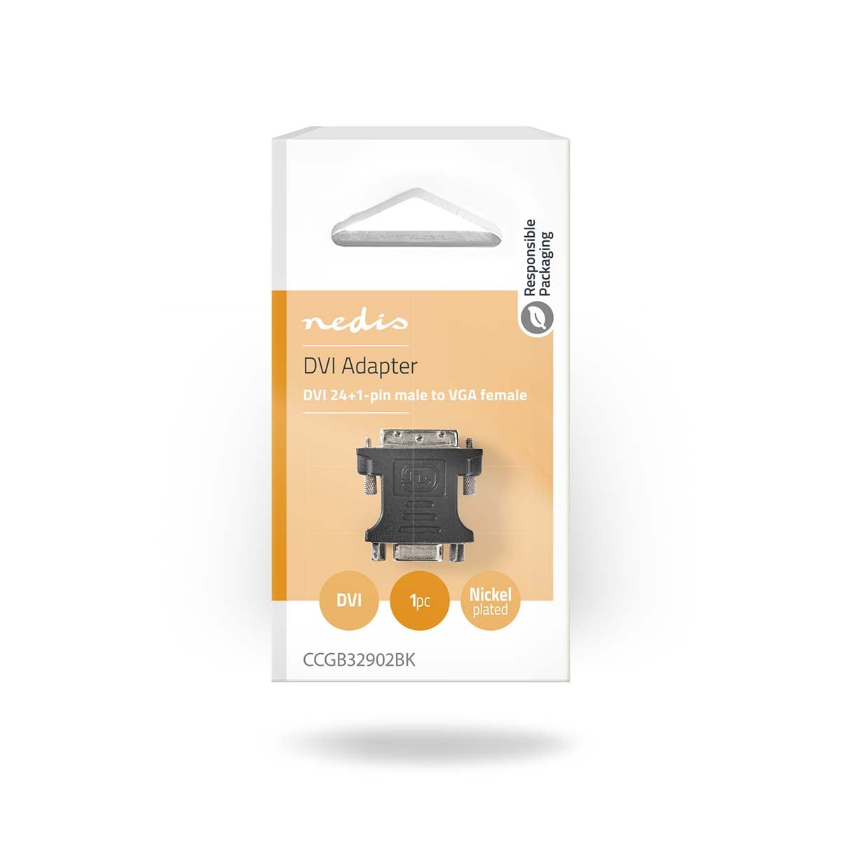 DVI adapter | DVI-I 24+5-Pin Male | VGA female 15p | Nickel Plated | Straight | PVC | Black | Box