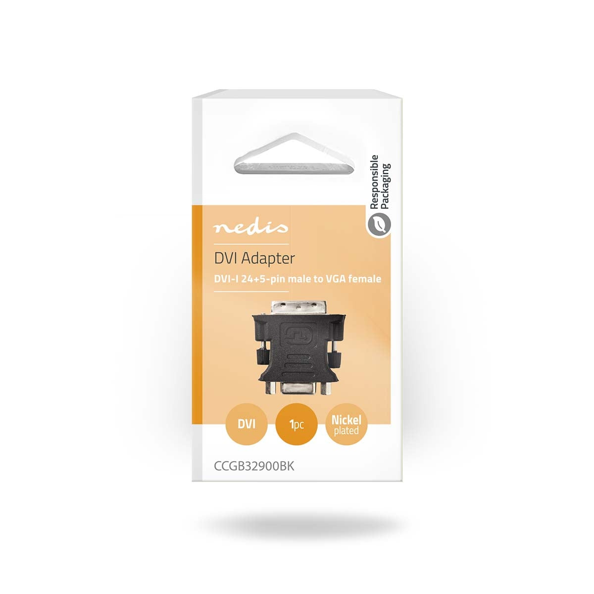 DVI adapter | DVI-I 24+5-Pin Male | VGA female 15p | Nickel Plated | Straight | PVC | Black | Box