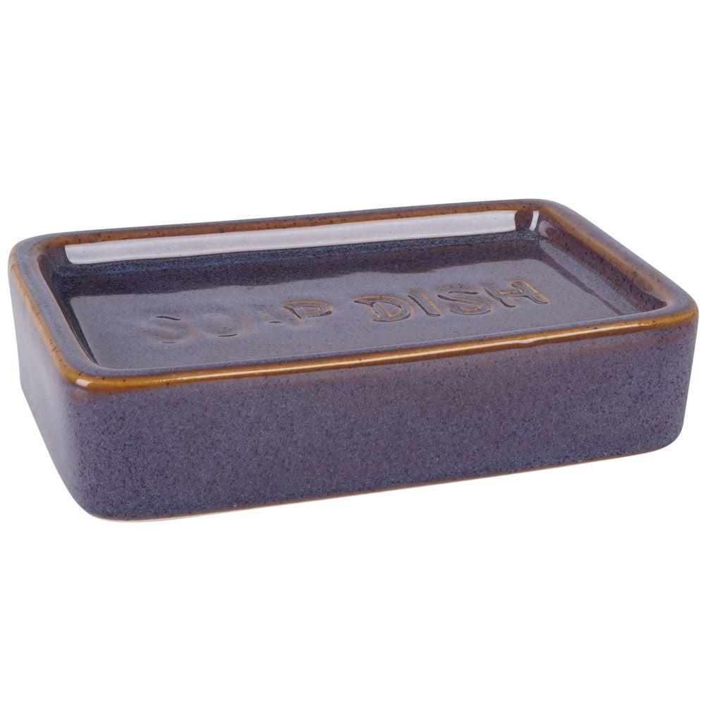 Dark Blue Ceramic Bathroom Set: Soap Pump, Cup, Holder, Mug