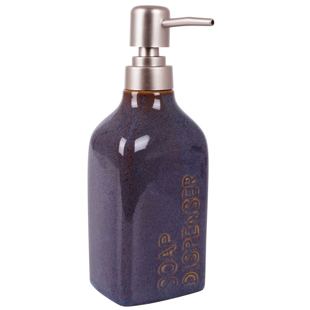 Dark Blue Ceramic Bathroom Set: Soap Pump, Cup, Holder, Mug
