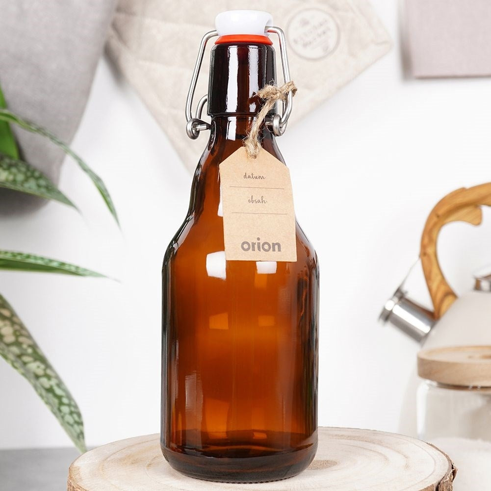 Dark Glass Bottle 340 ml with Patent Cork for Homemade Drinks