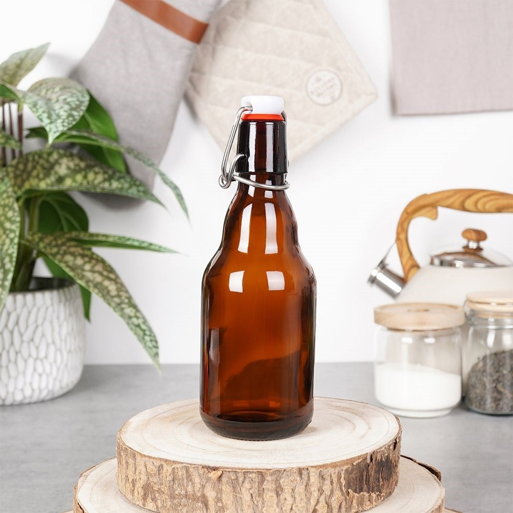 Dark Glass Bottle 340 ml with Patent Cork for Homemade Drinks