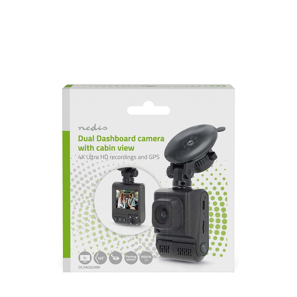 Dash Cam | 4K@30fps | 12 MPixel | 2 " | Wi-Fi | LCD | Dual camera | Cabine view camera | GPS | Parking sensor | Motion detection | Night view | Black